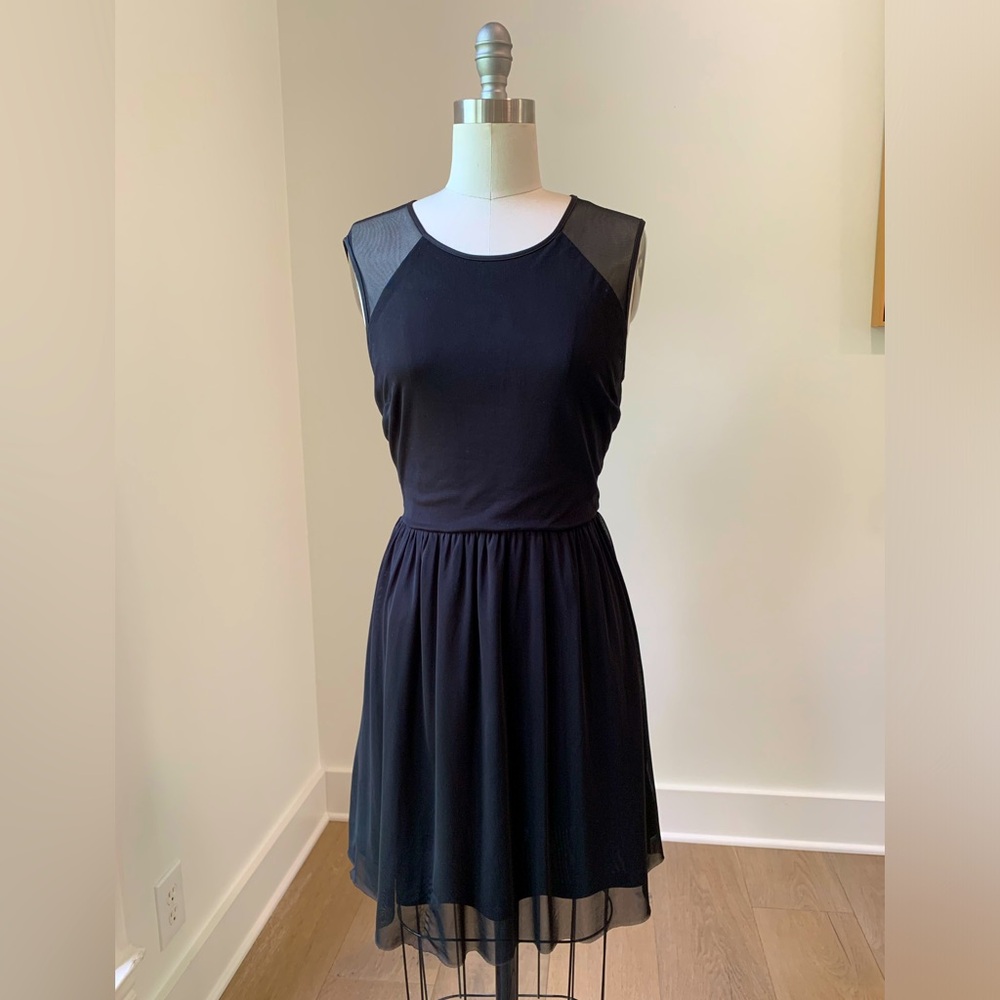 S Black Sheer Cap-Sleeve JACK Dress